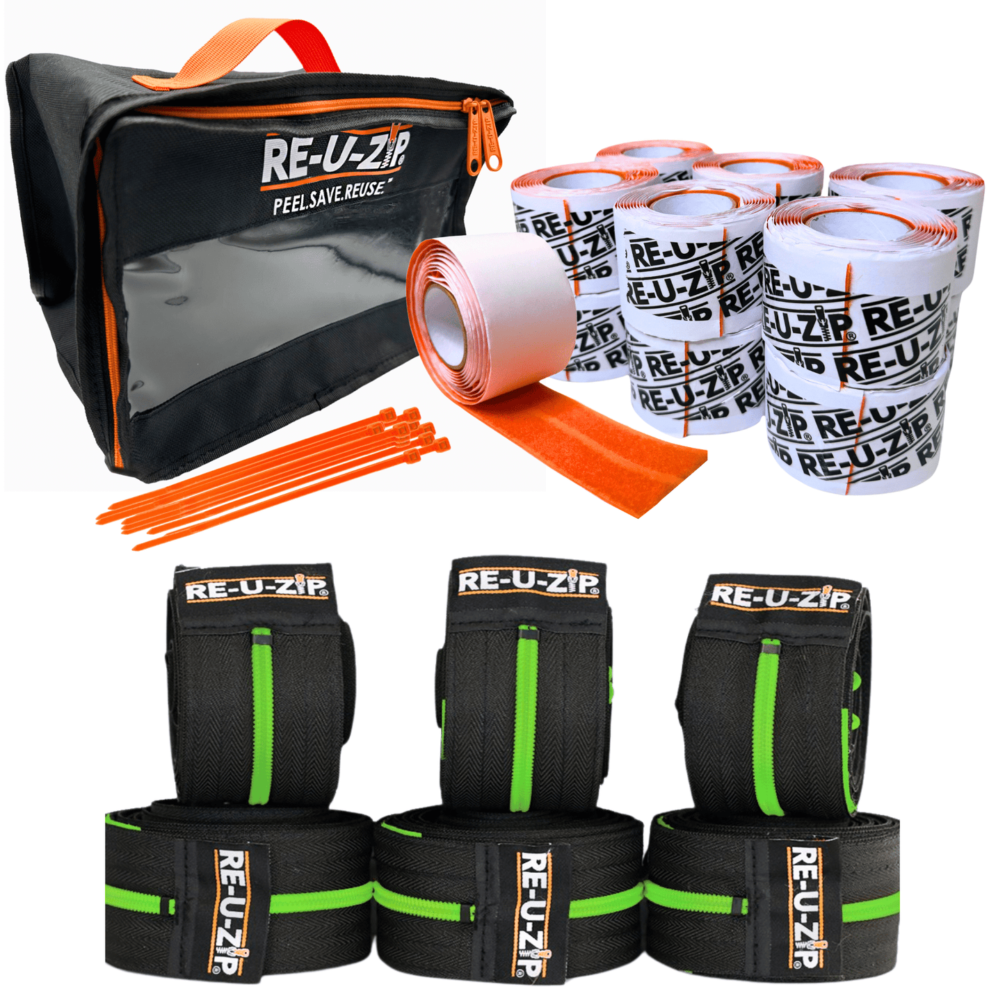 RE-U-ZIP INNOVATIVE DUST BARRIER SOLUTIONS Construction GREEN RE-U-ZIP® REUSABLE DUST BARRIER ZIPPER | PRO BUNDLE