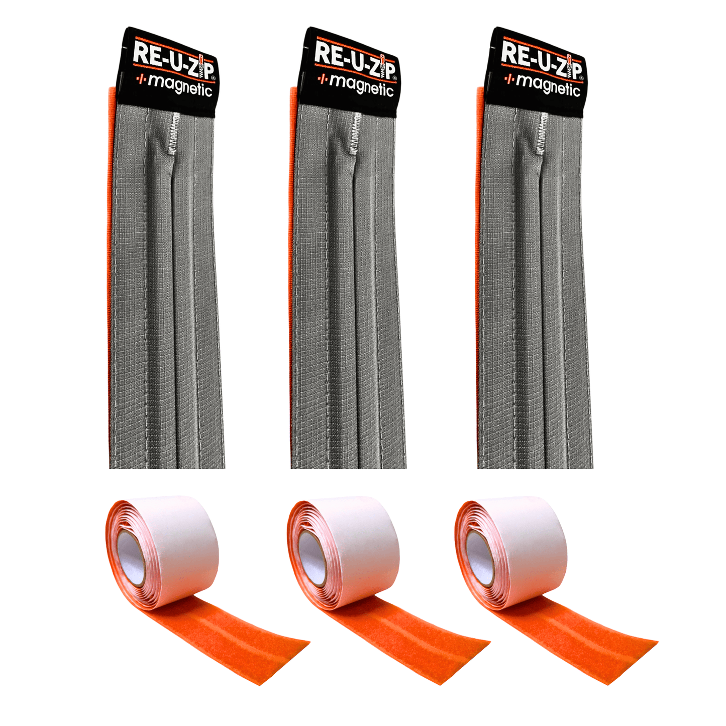 RE-U-ZIP INNOVATIVE DUST BARRIER SOLUTIONS Construction RE-U-ZIP® MAGNETIC ENTRY STRIP™ | 3-PACK