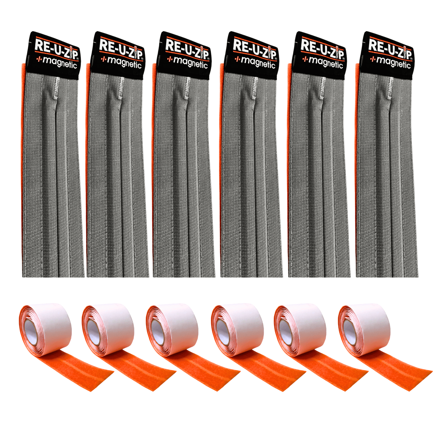RE-U-ZIP INNOVATIVE DUST BARRIER SOLUTIONS Construction RE-U-ZIP® MAGNETIC ENTRY STRIP™ | 6-PACK
