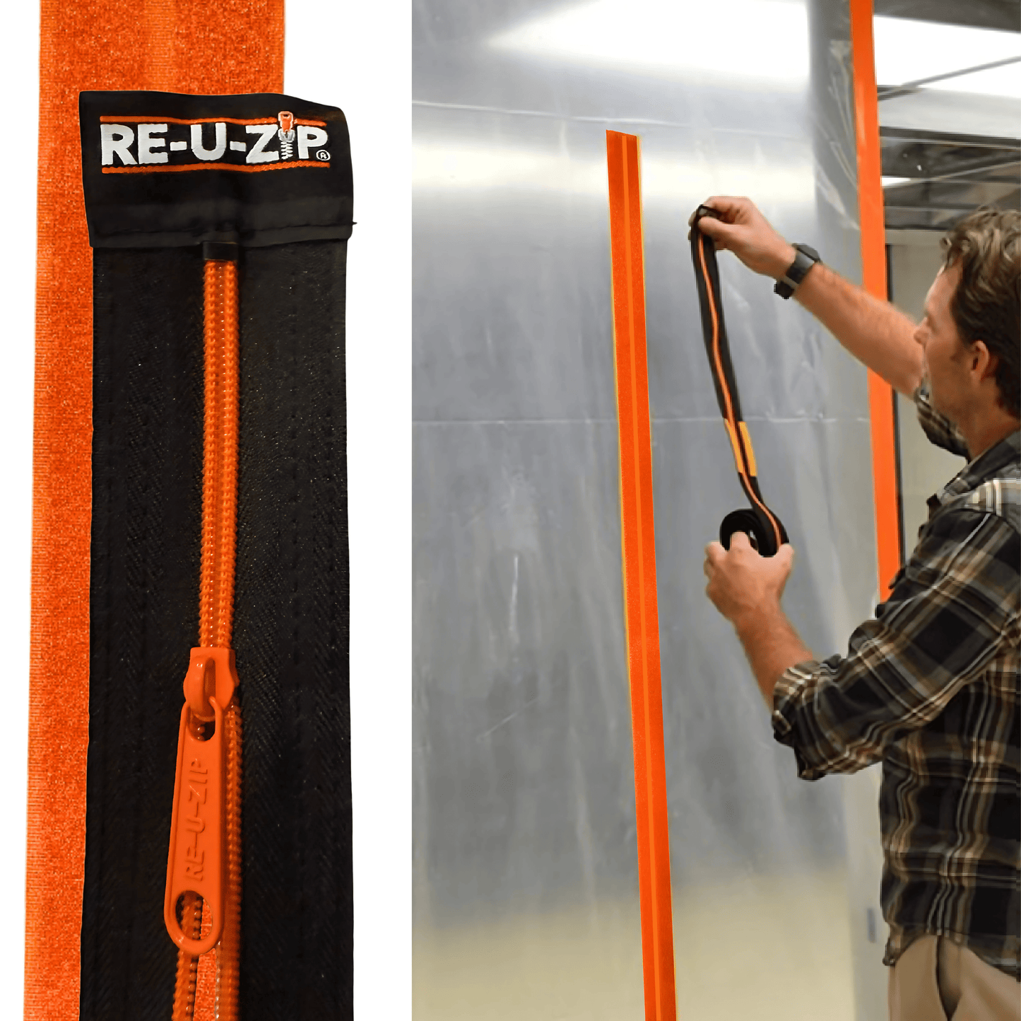 RE-U-ZIP INNOVATIVE DUST BARRIER SOLUTIONS Construction RE-U-ZIP® REUSABLE DUST BARRIER ZIPPER | PRO BUNDLE