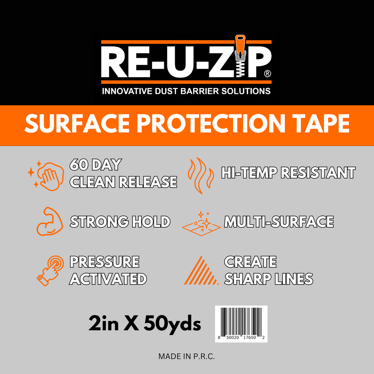 RE-U-ZIP® INNOVATIVE DUST BARRIER SOLUTIONS RE-U-ZIP® SURFACE PROTECTION TAPE