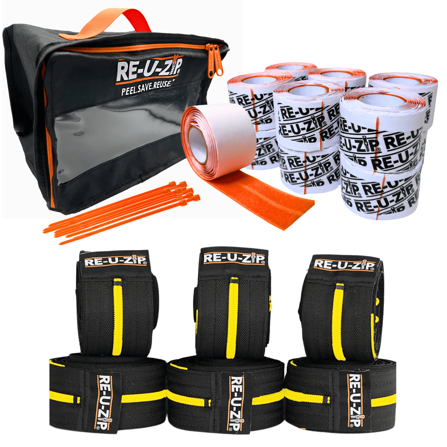 RE-U-ZIP INNOVATIVE DUST BARRIER SOLUTIONS Construction YELLOW RE-U-ZIP® REUSABLE DUST BARRIER ZIPPER | PRO BUNDLE