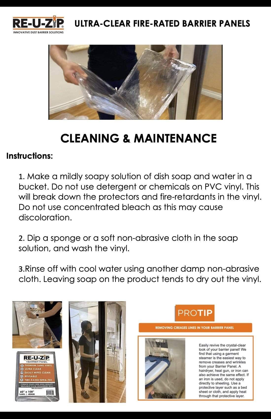 RE-U-ZIP DUST BARRIER SYSTEM RE-U-ZIP™ HOOK & LOOP DUST BARRIER KIT |  Ultra-Clear & Fire-Rated