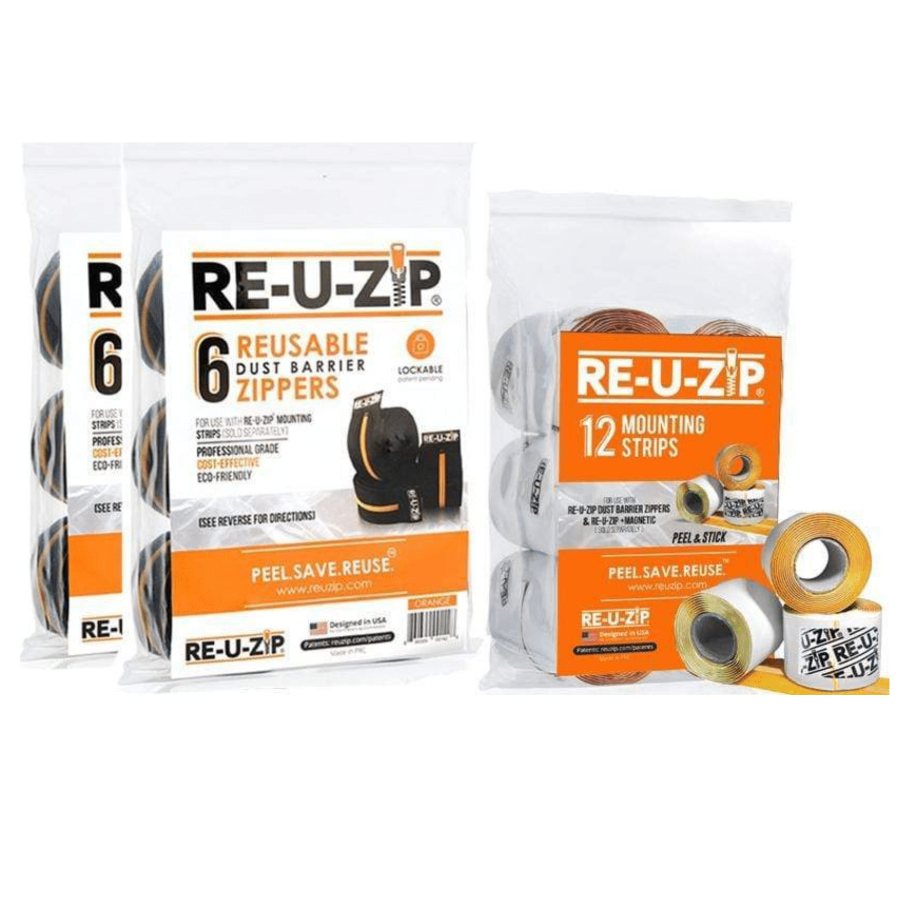 RE-U-ZIP INNOVATIVE DUST BARRIER SOLUTIONS Construction RE-U-ZIP™ Reusable Dust Barrier Zipper Bundle | 12 Pack
