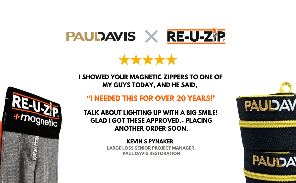 Paul Davis project manager review: RE-U-ZIP magnetic zippers "needed for over 20 years"