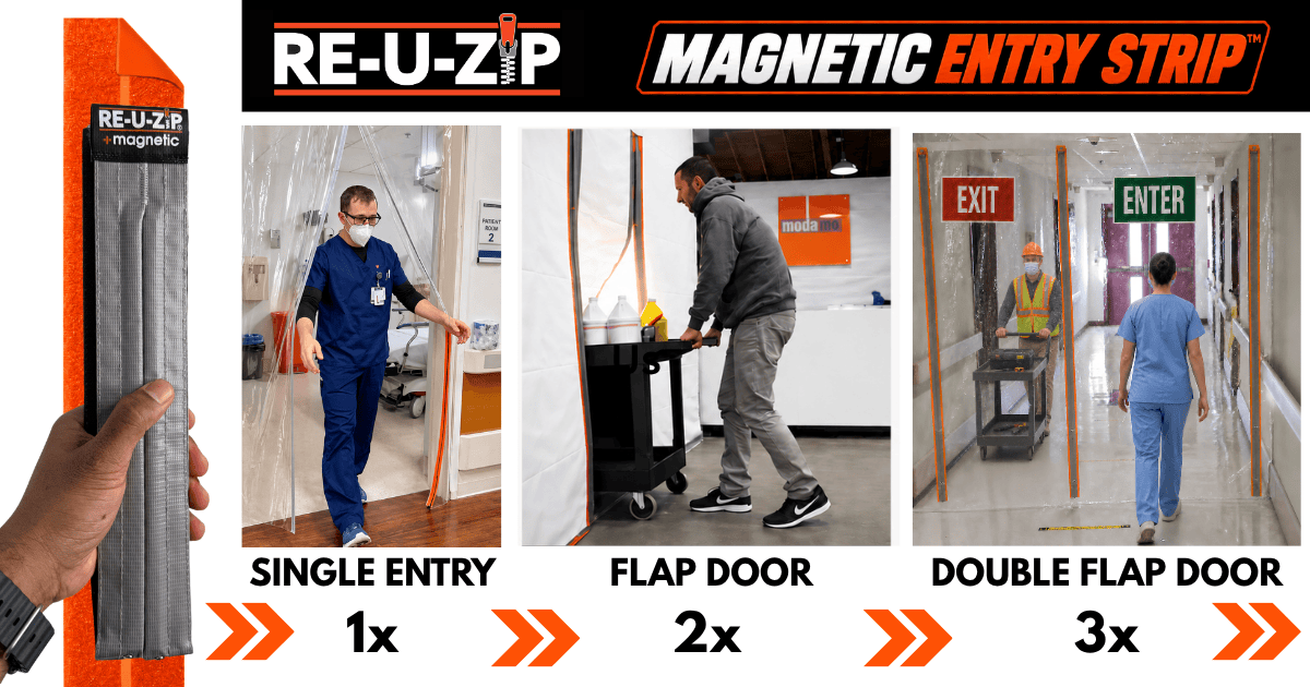 RE-U-ZIP® | DUST CONTAINMENT EVOLVED™ Construction RE-U-ZIP® Ultra-Clear Magnetic Entry Strip™ Door Kit
