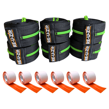 RE-U-ZIP INNOVATIVE DUST BARRIER SOLUTIONS Construction Green RE-U-ZIP® REUSABLE DUST BARRIER ZIPPER | 6-PACK