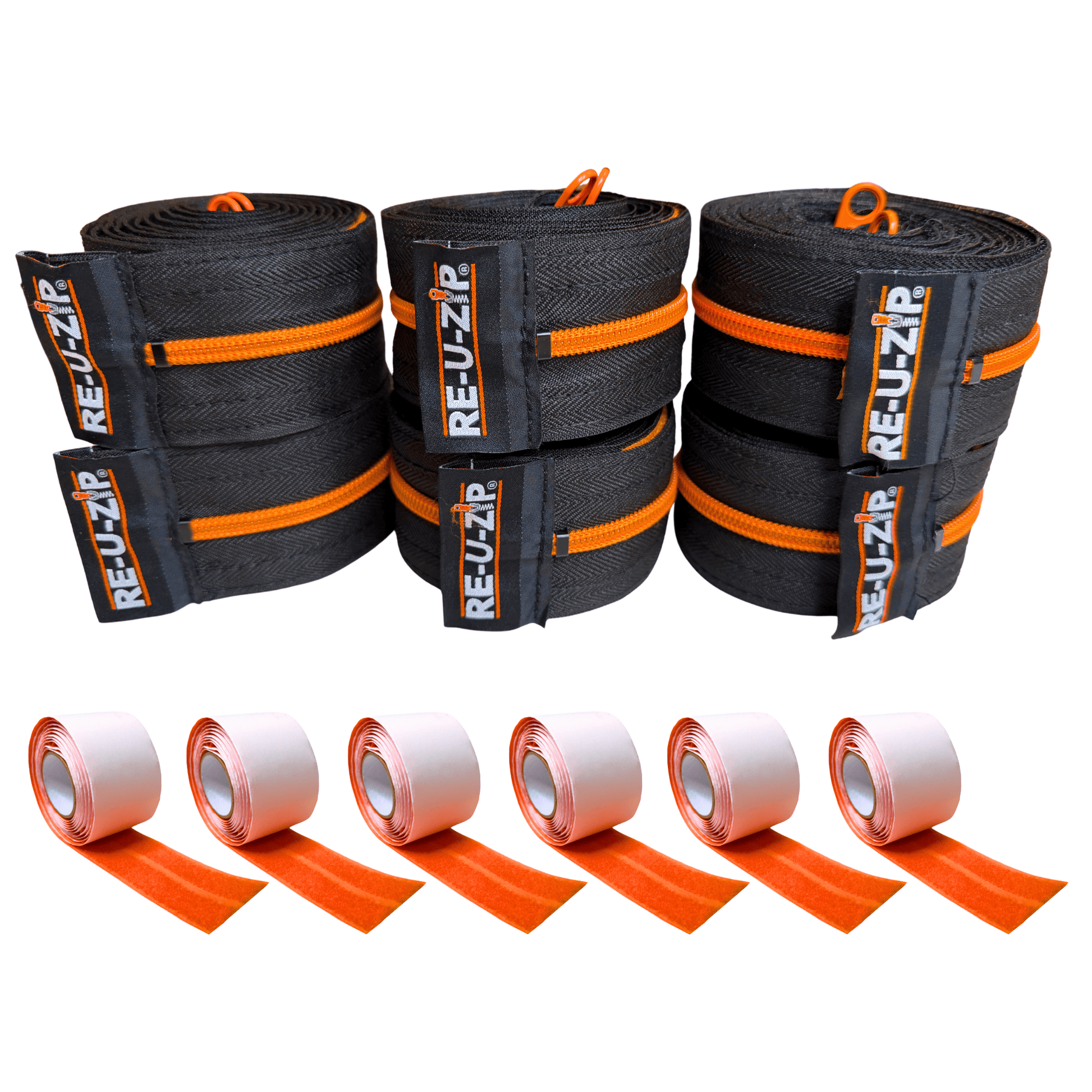 RE-U-ZIP INNOVATIVE DUST BARRIER SOLUTIONS Construction Orange RE-U-ZIP® REUSABLE DUST BARRIER ZIPPER | 6-PACK