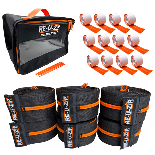 RE-U-ZIP INNOVATIVE DUST BARRIER SOLUTIONS Construction ORANGE RE-U-ZIP® REUSABLE DUST BARRIER ZIPPER | PRO BUNDLE