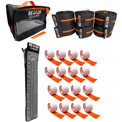RE-U-ZIP INNOVATIVE DUST BARRIER SOLUTIONS Construction RE-U-ZIP® MAGNETIC ENTRY STRIP™ | STARTER KIT + DUST BARRIER ZIPPER | PRO BUNDLE