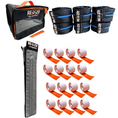 RE-U-ZIP INNOVATIVE DUST BARRIER SOLUTIONS Construction RE-U-ZIP® MAGNETIC ENTRY STRIP™ | STARTER KIT + DUST BARRIER ZIPPER | PRO BUNDLE