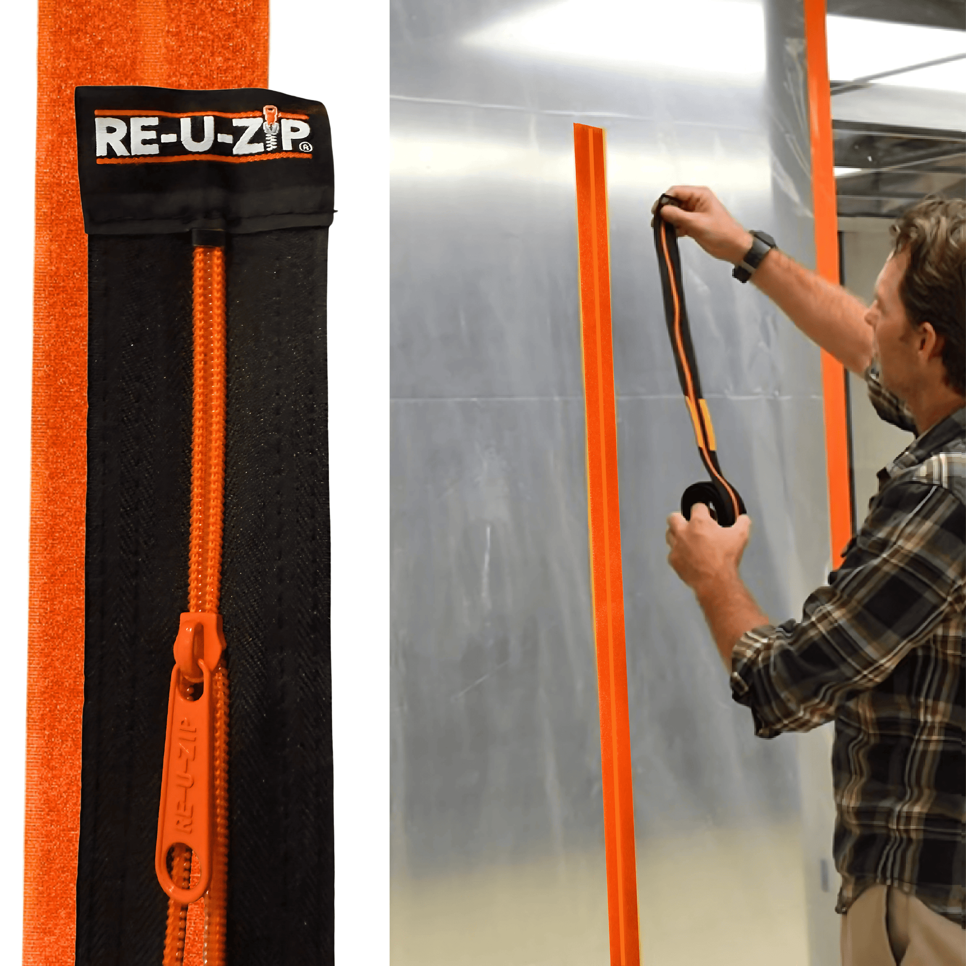 RE-U-ZIP INNOVATIVE DUST BARRIER SOLUTIONS Construction RE-U-ZIP® REUSABLE DUST BARRIER ZIPPER | PRO BUNDLE