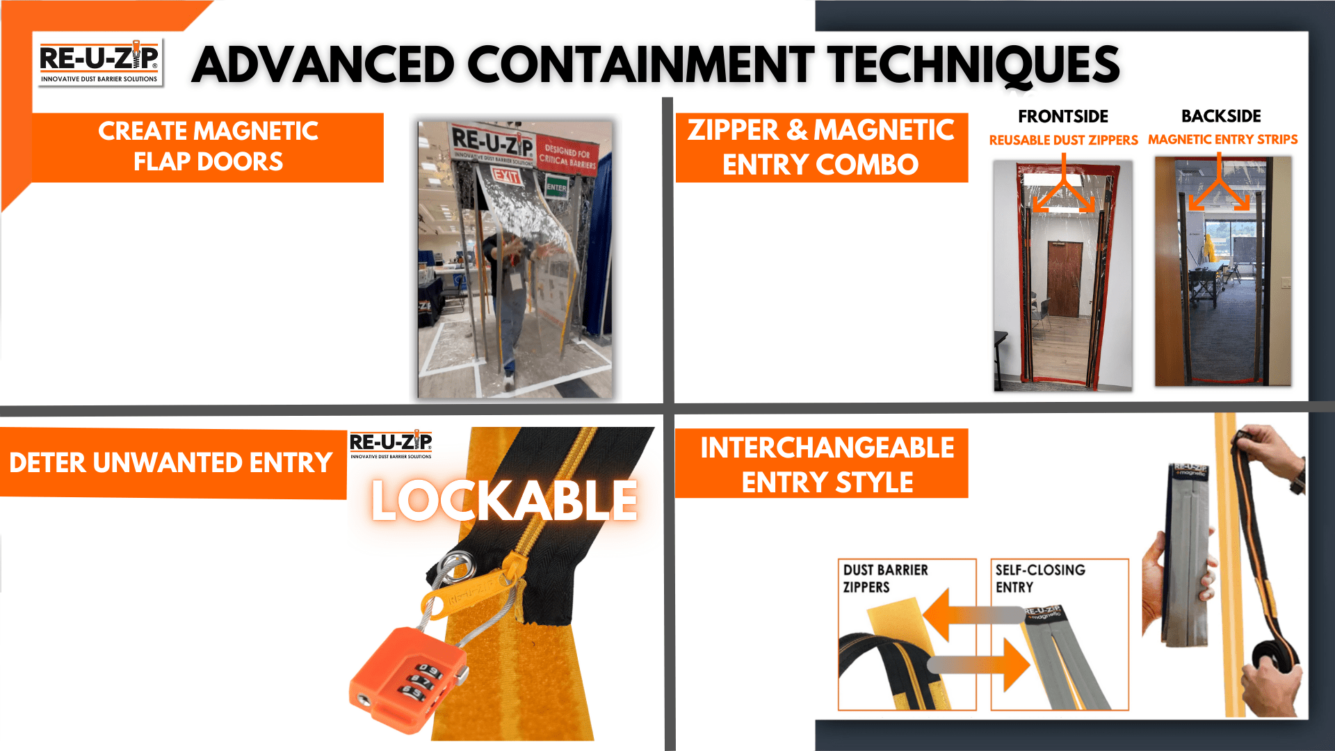 RE-U-ZIP INNOVATIVE DUST BARRIER SOLUTIONS Construction RE-U-ZIP® REUSABLE MAGNETIC ENTRY STRIP™ | STARTER KIT