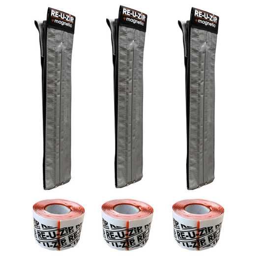 RE-U-ZIP INNOVATIVE DUST BARRIER SOLUTIONS Construction RE-U-ZIP® SELF-CLOSING MAGNETIC ENTRY STRIP™ | 3-PACK