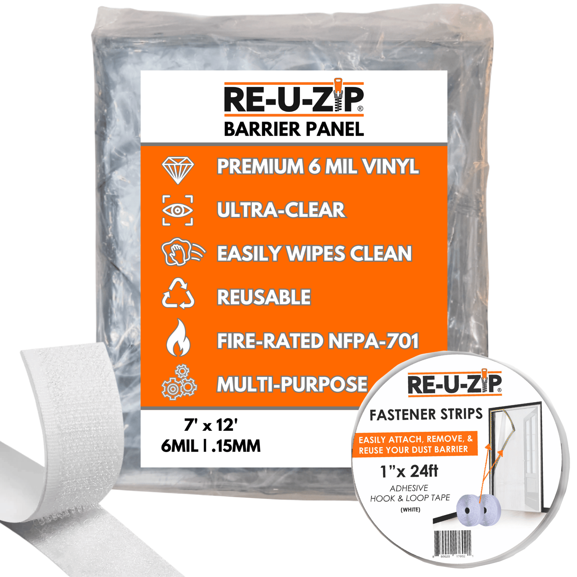 RE-U-ZIP INNOVATIVE DUST BARRIER SOLUTIONS Construction RE-U-ZIP® ULTRA-CLEAR HOOK & LOOP DUST BARRIER KIT