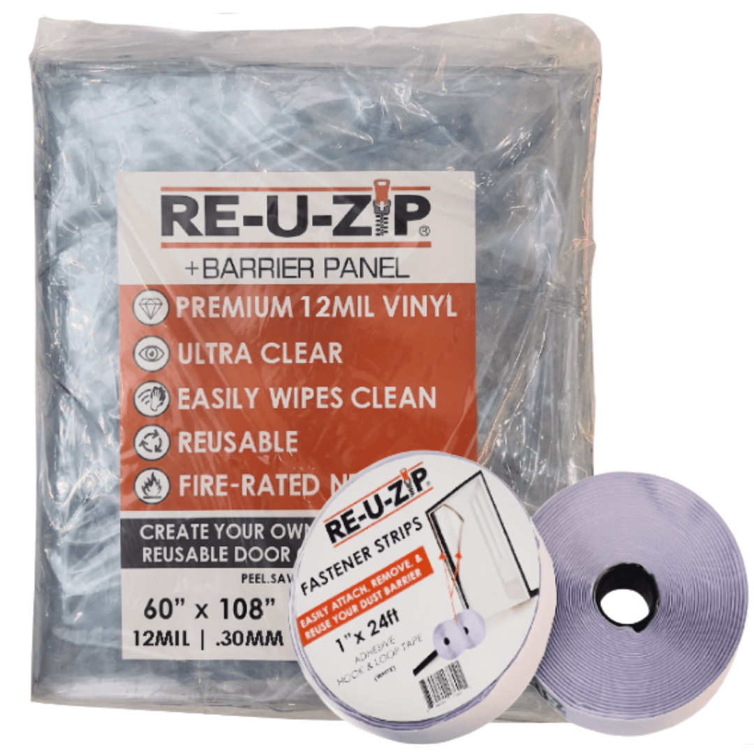RE-U-ZIP INNOVATIVE DUST BARRIER SOLUTIONS Construction RE-U-ZIP® ULTRA-CLEAR HOOK & LOOP DUST BARRIER KIT