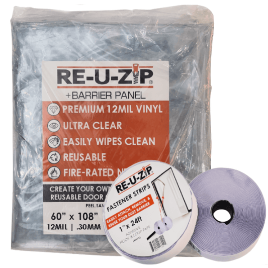 RE-U-ZIP INNOVATIVE DUST BARRIER SOLUTIONS Construction RE-U-ZIP® ULTRA-CLEAR HOOK & LOOP DUST BARRIER KIT