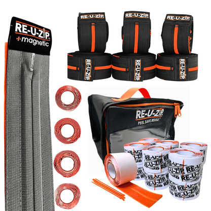 RE-U-ZIP INNOVATIVE DUST BARRIER SOLUTIONS Construction RED RE-U-ZIP® MAGNETIC ENTRY STRIP™ | STARTER KIT + DUST BARRIER ZIPPER | PRO BUNDLE