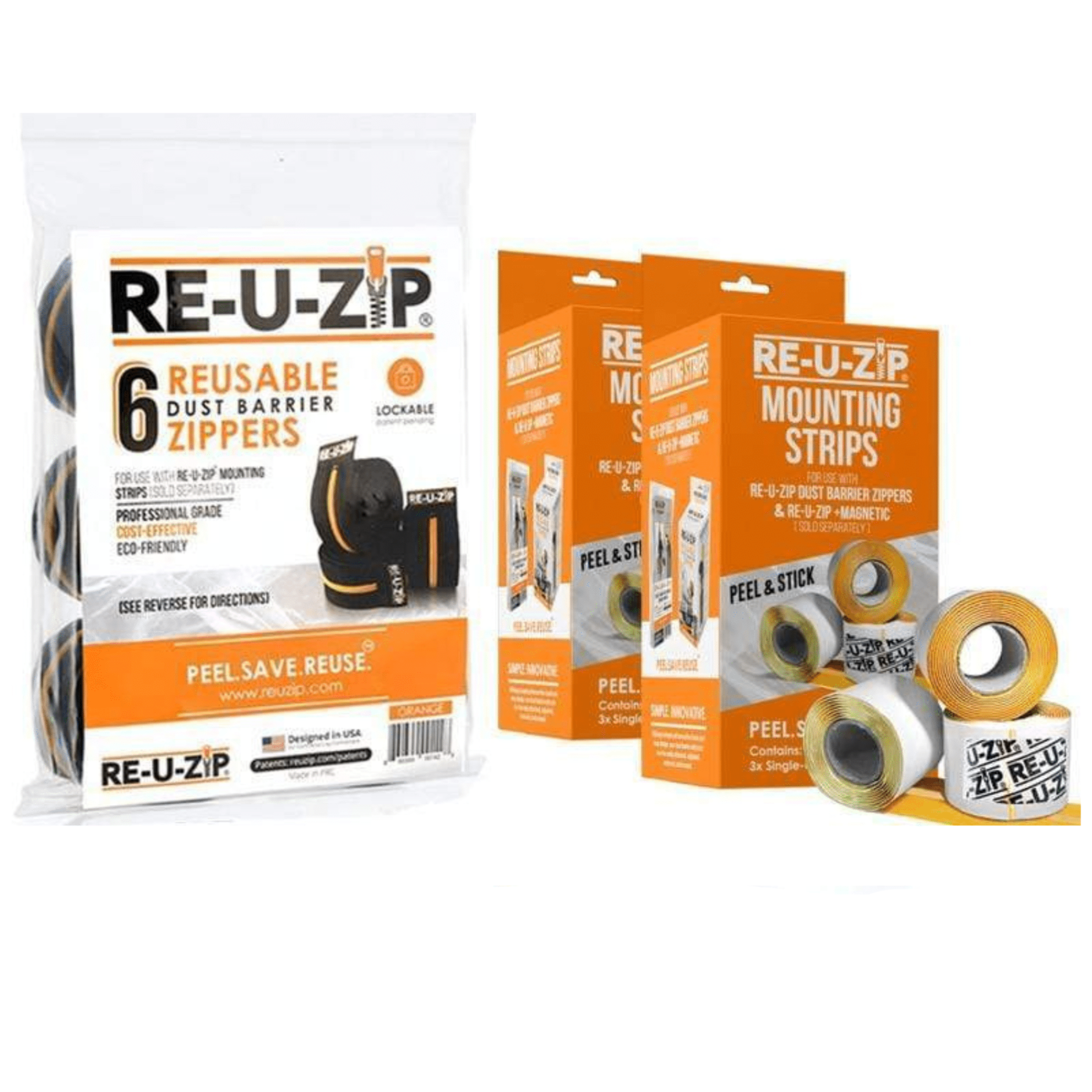 RE-U-ZIP INNOVATIVE DUST BARRIER SOLUTIONS Construction RE-U-ZIP™ Reusable Dust Barrier Zipper Bundle | 6 Pack